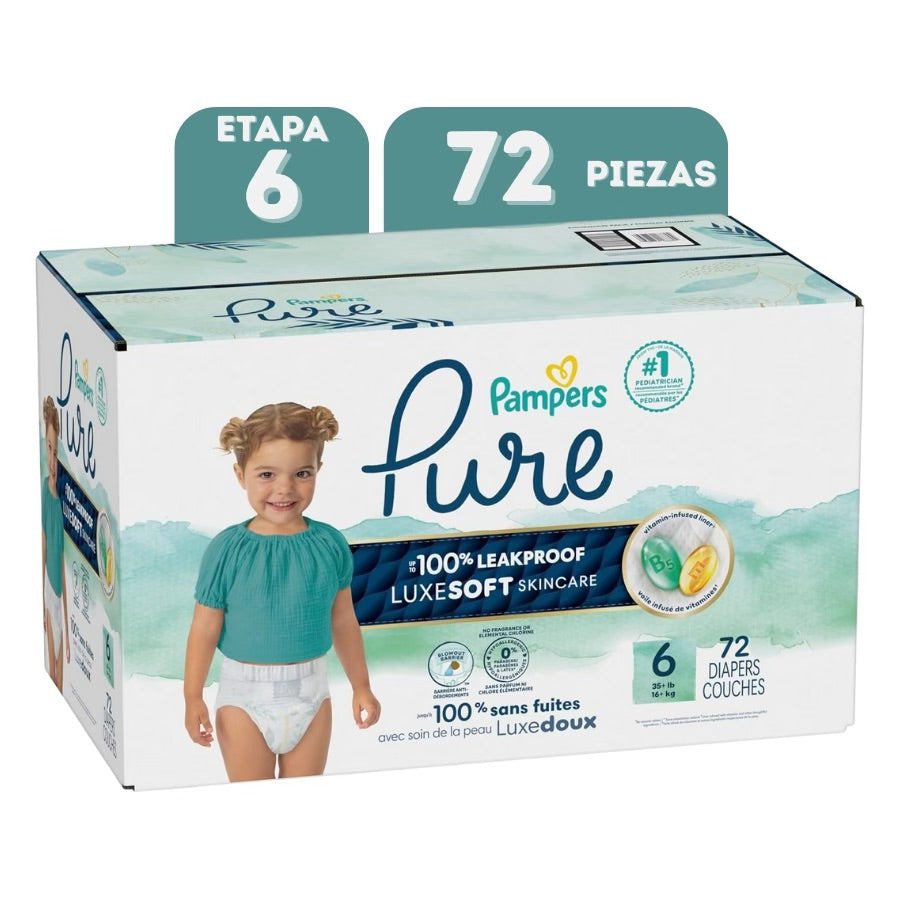 PAMPERS PURE ETAPA 6 -72 PAÑALES 16KG – Kennedy Home