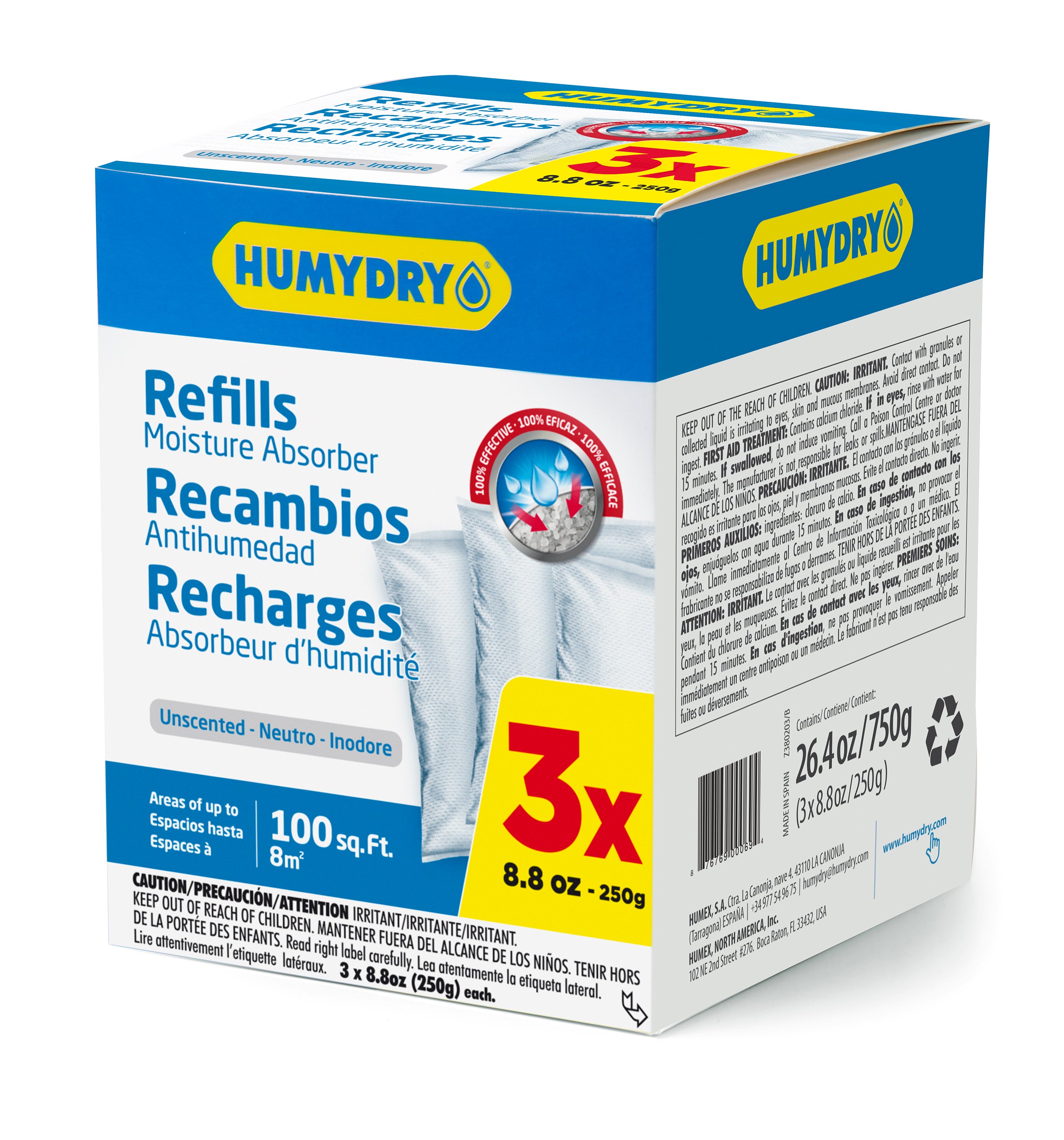 HUMYDRY Recambios Antihumedad 3x250g para deshumidificador