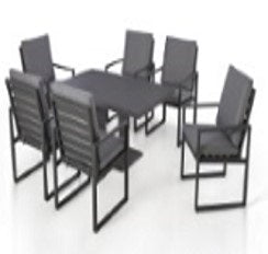 SET SILLA 6 + MESA DE CENTRO COLOR GRIS