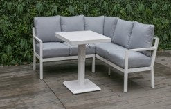SET SOFA L + MESA DE CENTRO BLANCO (FORRO GRIS)