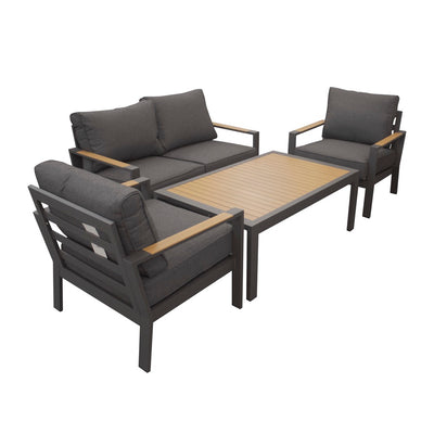 set de sofa + mesita de centro color gris oscuro 75*72*72 130*72*72  121.5*75*45
