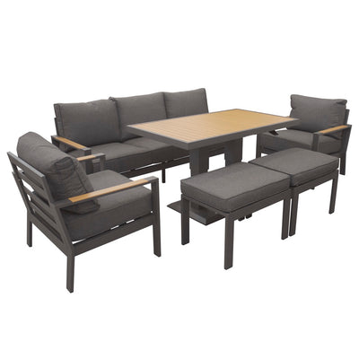 set de sofa  otoman + mesa de centro gris oscuro 85*65*65 180*45*64 69*51*64.5 135.5*12.5*80.5