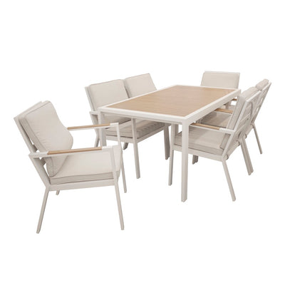 set de comedor rectangular color blanco 67.5*61*87.5 160*90*74