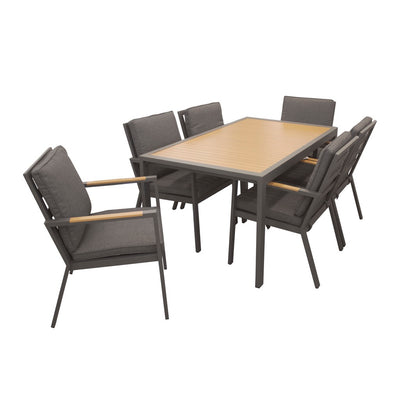 set de comedor rectangular color gris oscuro 67.5*61*87.5 160*90*74
