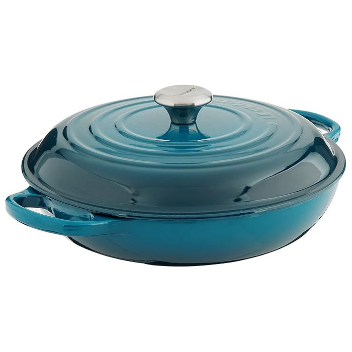 CAZUELA/BRAISER D30 CM DE PROFUNDIDAD CON PERILLA DE ACERO INOXIDABLE AZUL VERDE