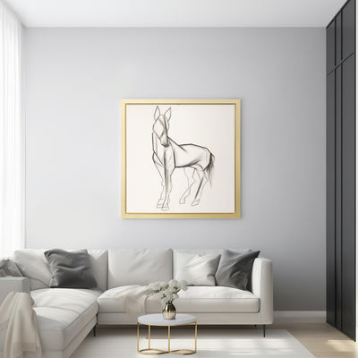 CUADRO DECORATIVO-BOCETO DE CABALLO BLANCO CON NEGRO 47X47