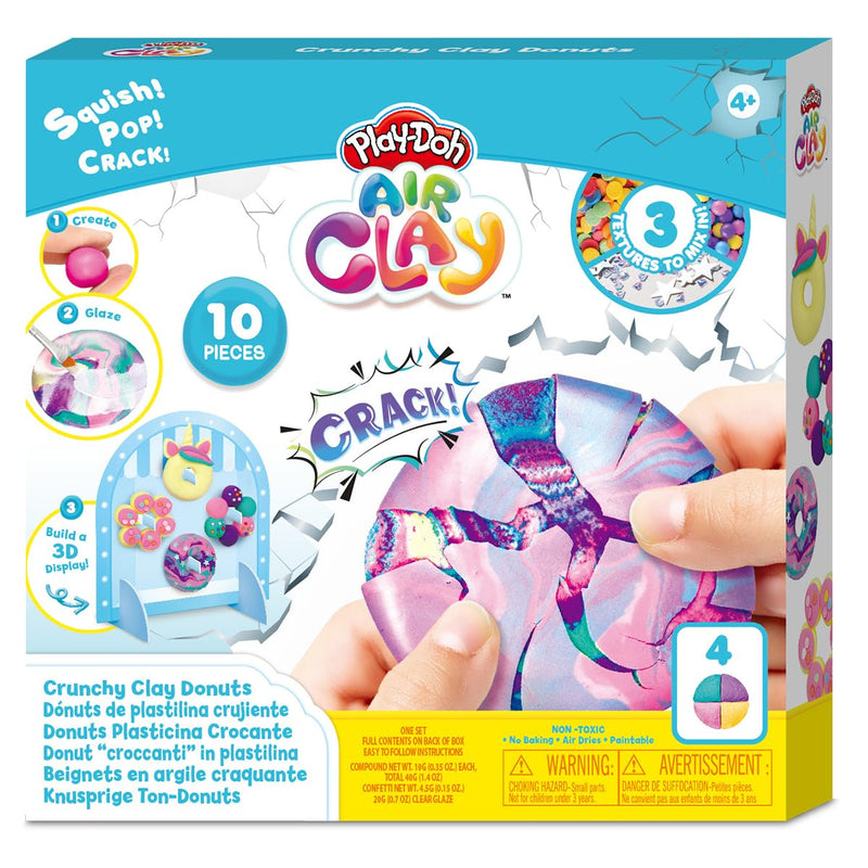 PLAY-DOH AIR CLAY, DONUTS DE ARCILLA CRUJIENTE - SENSORIAL Y EDUCATIVO - PANTALLA 3D - 10 PIEZAS