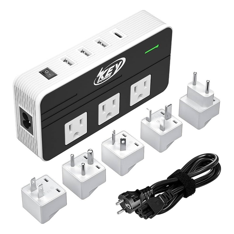 ADAPTADOR DE VIAJE CON CARGADOR USB 1 AMP 110-220V BLANCO