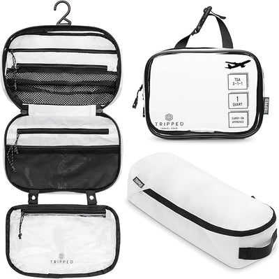 BOLSA DE VIAJE COLGANTE COLOR TERAPIA + SET DE 3 BOTELLA DE VIAJE BLANCO