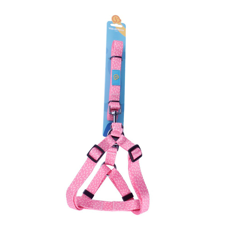 Arnés de Nylon para Perros con Correa en Color Rosado Talla Large