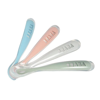 BEABA SET DE CUCHARAS  1ST PARA BEBE DE SILICON 4 PCS-EUCALYPTUS