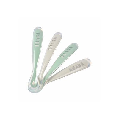 BEABA SET DE CUCHARAS  1ST PARA BEBE DE SILICON 4 PCS-VELVET GREY/SAGE GREEN