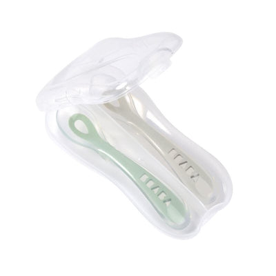 BEABA SET DE CUCHARAS  2ND PARA BEBE DE SILICON 2 PCS-VELVET GREY/SAGE GREEN