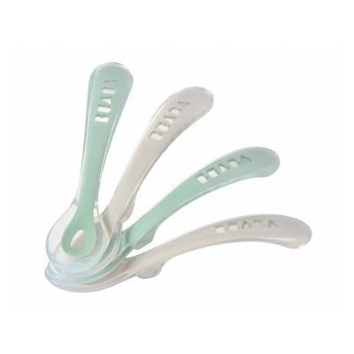 BEABA SET DE CUCHARAS  2ND PARA BEBE DE SILICON 4 PCS-VELVET GREY/SAGE GREEN