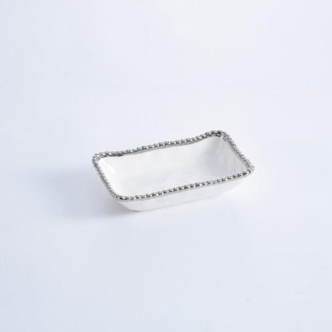 PLATO RECTANGULAR -BLANCO/PLATA