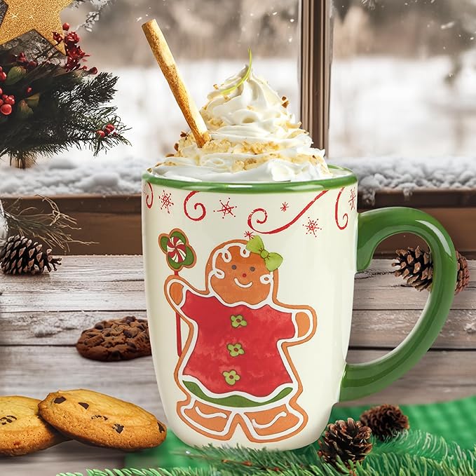 HOLIDAY MAGIC - TAZA NAVIDEÑA DE PAN DE JENGIBRE DE 18 OZ