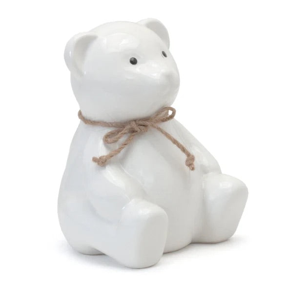 CHILD TO CHERISH ALCANCIA DE CERAMICA-WHITE TEDDY BEAR