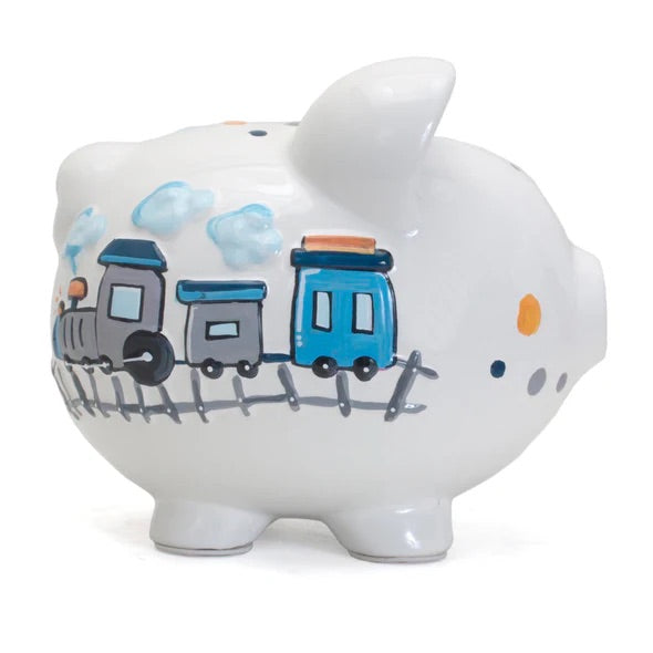 CHILD TO CHERISH ALCANCIA DE CERAMICA-CHOO CHOO TRANSPORTATION PIG