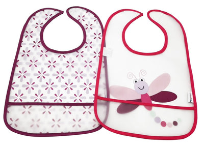 SET DE BABERO PARA NIÑAS LIBELULA ROJO BUHO ROSADO SET DE BABERO PARA NIÑAS LIBELULA ROJO BUHO ROSADO