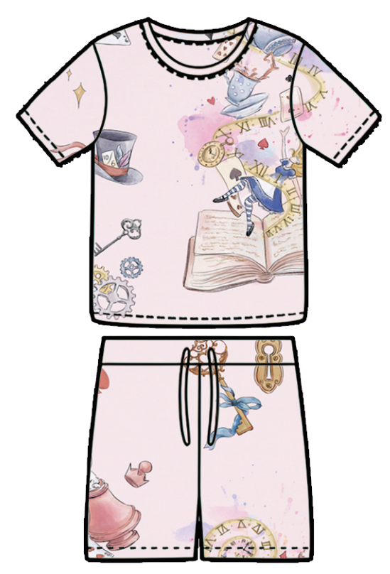 SET DE PIYAMA SHORT MANGA CORTA-ALICE IN WORLD TALLA 4/5