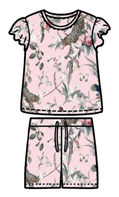 SET DE PIYAMA MANGA LARGA- PINK JAGUAR TALLA 12/18