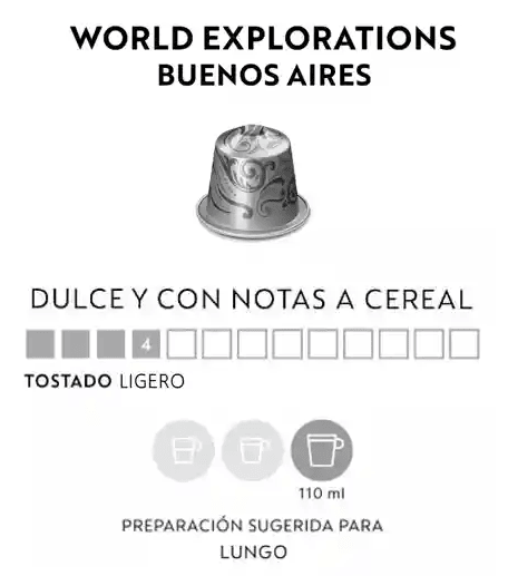 Café World Explorations Buenos Aires Lungo x 10 Cápsulas Original Nespresso