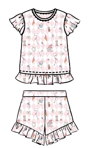 PIJAMA MANGA CORTA PARA NIÑA DAIMONDPINK 2-3