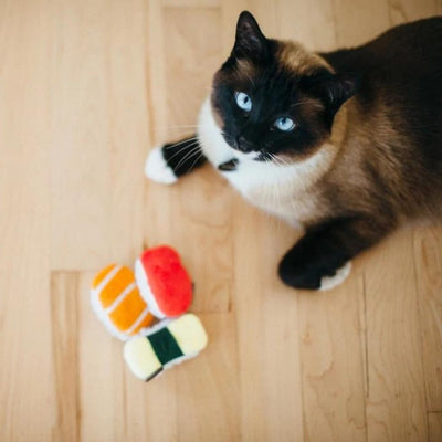 SUSHI JUGUETE PARA GATO - NARANJA/AMARILLO/ROJO