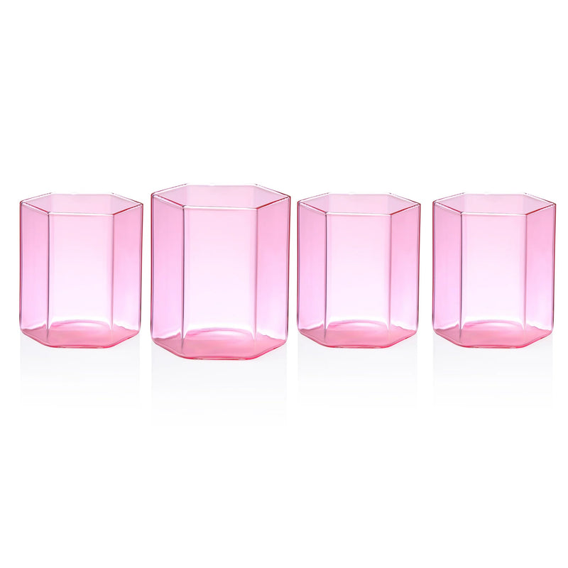 SET DE VASOS HELIX ROSA 12oz 4 PCS