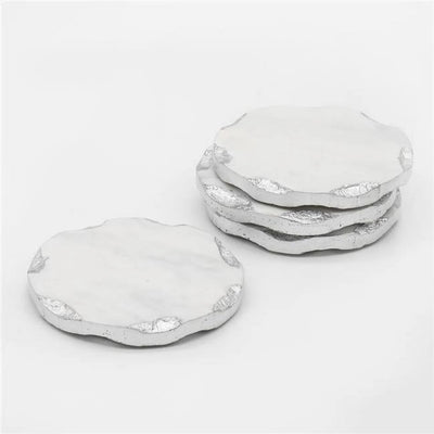 POSAVASOS  RD CON BORDE PLATA, SET DE 4 POSAVASOS  RD CON BORDE PLATA, SET DE 4
