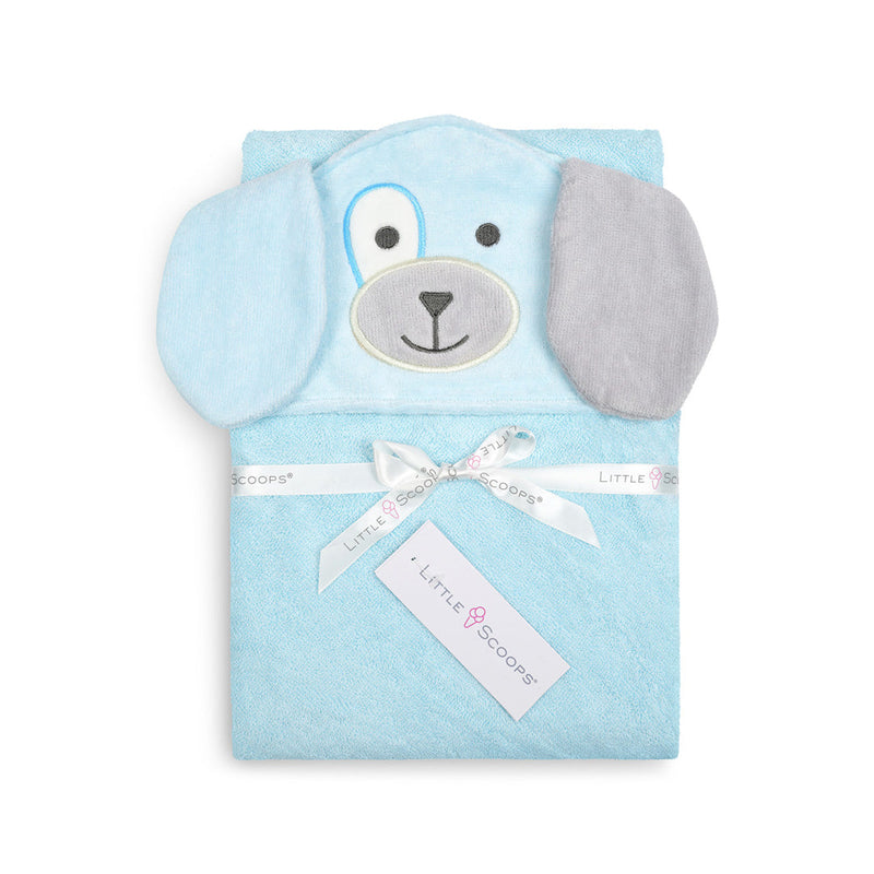 TOALLA CON CAPUCHA DE PERRITO LITTLE SCOOPS-CELESTE