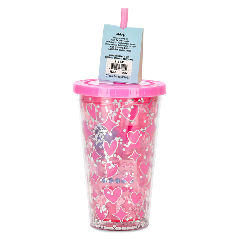 SET DE VASO CON PAJILLA Y ACCESORIOS DE BELLEZA