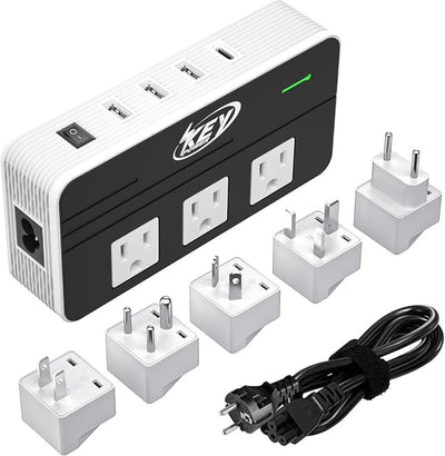 ADAPTADOR DE VIAJE CON CARGADOR USB 1 AMP 110-220V BLANCO