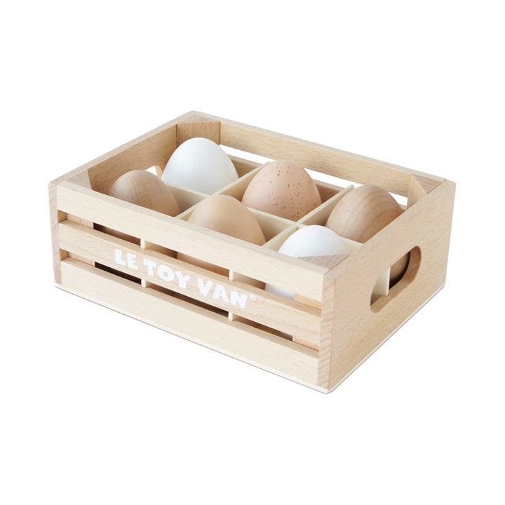 JUGUETE CAJA DE MERCADO DE MADERA PARA HUEVOS DE GRANJA