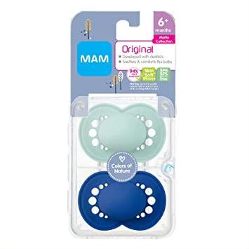 MAM MATTE SET DE CHUPETES UNIPRINTED 2 PCS 6+-BLUE/MINT