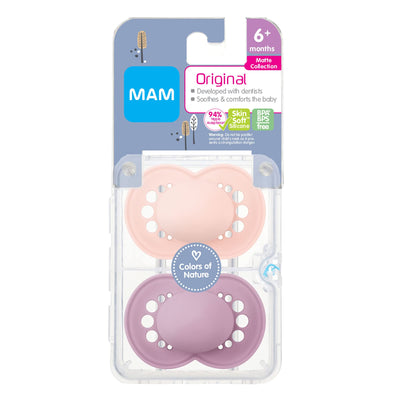 MAM MATTE SET DE CHUPETES UNIPRINTED 2 PCS 6+-PINK/LILAC