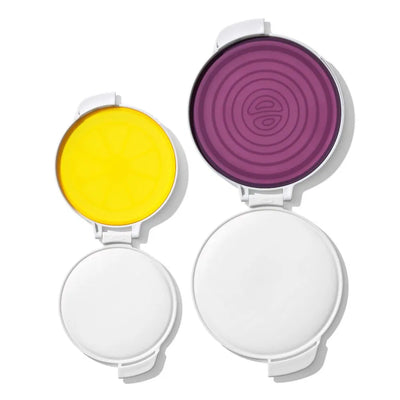 SET PROTECTOR DE CEBOLLA,NARANJA DE SILICONA CUT & KEEP-MORADO/AMARILLO