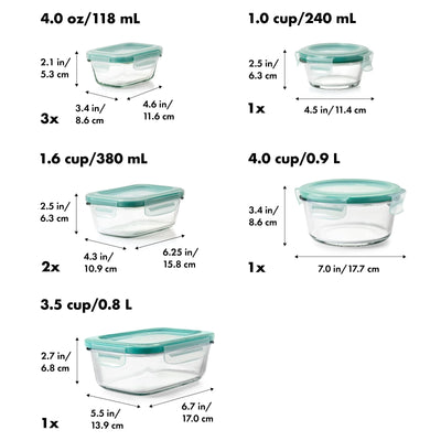 SET DE 16 PC DE RECIPIENTE DE VIDRIO SET DE 16 PC DE RECIPIENTE DE VIDRIO