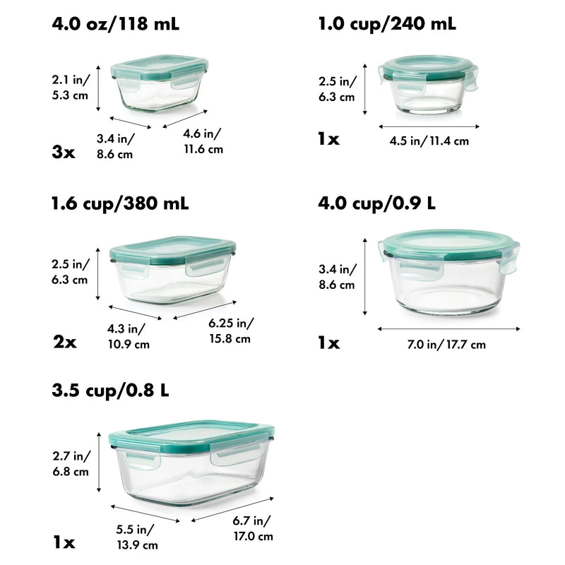 SET DE 16 PC DE RECIPIENTE DE VIDRIO SET DE 16 PC DE RECIPIENTE DE VIDRIO