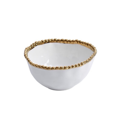 BOWL PEQUEÑO 5 × 5.5 × 2.75-BLANCO/DORADO BOWL PEQUENO 5 × 5.5 × 2.75-BLANCO/DORADO