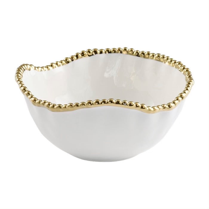 BOWL MEDIANO PARA ENSALADA 8.75 × 8.5 × 4 -BLANCO /DORADO