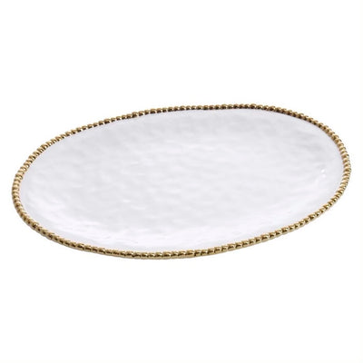 PLATO GRANDE OVALADO 18.5 × 13 × 1.5-BLANCO/DORADO PLATO GRANDE OVALADO 18.5 × 13 × 1.5 - BLANCO/DORADO