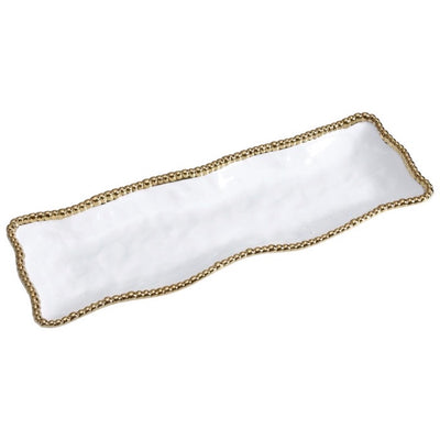 BANDEJA RECTANGULAR 19 × 6.5 × 1.75-BLANCO/DORADO BANDEJA RECTANGULAR 19 × 6.5 × 1.75-BLANCO/DORADO