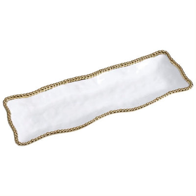 BANDEJA RECTANGULAR 19 × 6.5 × 1.75 - BLANCO/DORADO BANDEJA RECTANGULAR 19 × 6.5 × 1.75 - BLANCO/DORADO