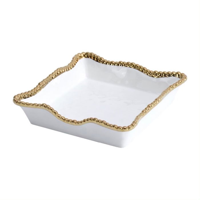 PORTA SERVILLETAS 8.5 × 8.5 × 2-BLANCO/DORADO PORTA SERVILLETAS 8.5 × 8.5 × 2 - BLANCO/DORADO