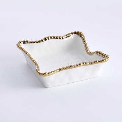 SERVILLETERO DE COCKTAIL 7 × 7 × 2-BLANCO/DORADO SERVILLETERO DE COCKTAIL 7 × 7 × 2 - BLANCO/DORADO