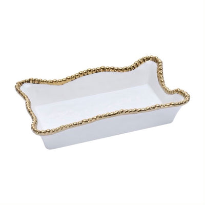 SERVILLETERO PARA TOALLAS 10X6.75X2.75"-BLANCO/DORADO SERVILLETERO PARA TOALLAS 10 × 6.75 × 2.75 - BLANCO/DORADO