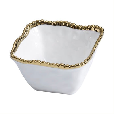 BOWL CUADRADO PARA APERITIVOS 4.75 × 4.75 × 2.75-BLANC/DORADO BOWL CUADRADO PARA APERITIVOS 4.75 × 4.75 × 2.75 - BLANCO/DORADO