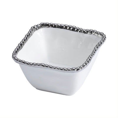 BOWL CUADRADO PARA APERITIVOS 4.75 × 4.75 × 2.75-BLANCO/PLATA BOWL CUADRADO PARA APERITIVOS 4.75 × 4.75 × 2.75 - BLANCO/PLATA