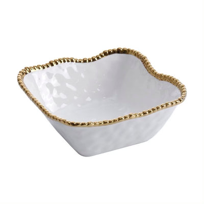 BOWL CUADRADO MEDIANO DE ENSALADA 8.5 × 8.5 × 3.5 - BLANCO/DORADO BOWL CUADRADO MEDIANO DE ENSALADA 8.5 × 8.5 × 3.5 - BLANCO/DORADO
